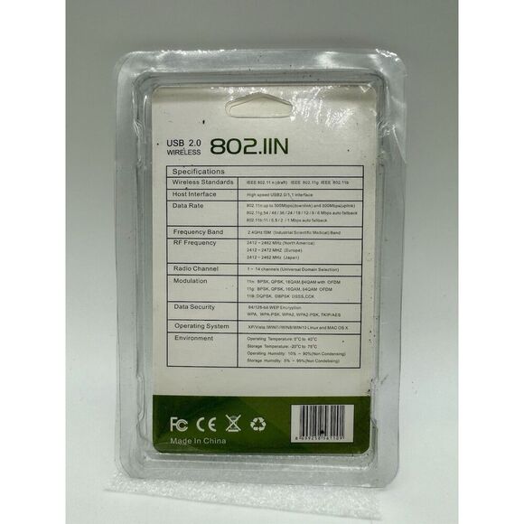 USB 2.0 Wireless 802.IIN W-Fi Network Dongle Adapter‎ 300 Mbps Black - Picture 2 of 2